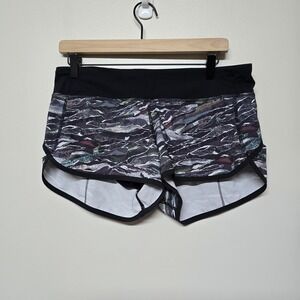 Lululemon Speed Short Mini Sweatr Multi Black Gray Neutral 2.5‎ Inseam RARE Sz 8
